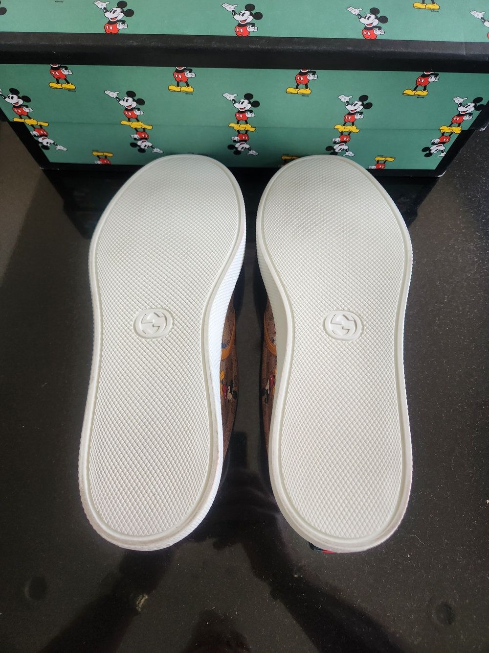 Authentic New Gucci Brown GG Mickey Mouse Slip-On Sneakers size G9/US9.5-10 - Picture 10 of 10